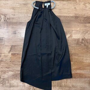 BELLE BADGLEY MISCHKA BLACK SATIN DRESS, SIZE 0